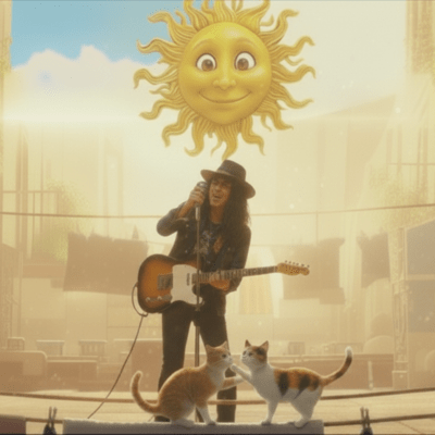 陽気な太陽の下でのジャケット写真