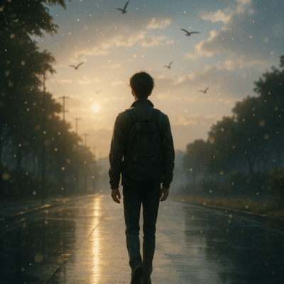 青春の残像 雨上がりの道でのジャケット写真