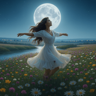 Flowers blooming under the moon Front Cover