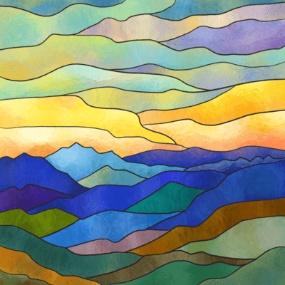 Navy blue and yellow sunrise Front Cover