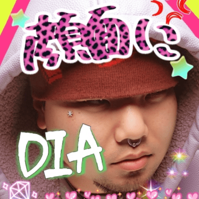 顔面にDIAのジャケット写真