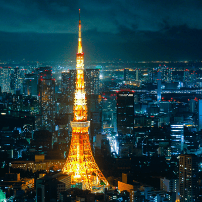 Tokyo Tower at night Front Cover