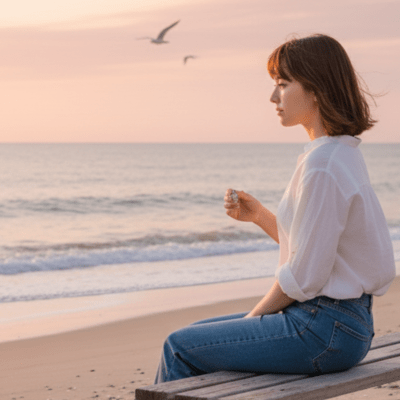 Heartbreak and Healing by the Sea at Sunset - A Drama-like Story in Music Front Cover