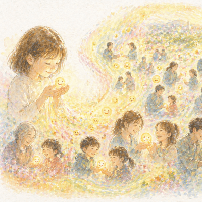 A small smile spreads throughout the world. Front Cover