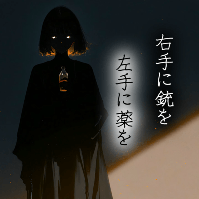 右手に銃を、左手に薬をのジャケット写真