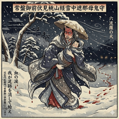 Tokiwa Gozen Passing Fushimi Momoyama in Snow: Shana, Ushiwaka, and the Demon Mother's Protectio Front Cover