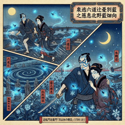 Izumi Nige Rokudo Tsuji Ukiwakare Ai no Mushiriiki Kitano Aibatake Mukau Koori no Tsuitachi Front Cover