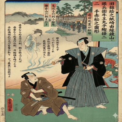 Kokyounonishikie No Kamizaki Yuen Kagamiyama Ganbee Gooumaru O Katsuogaki Nite Akamatsu No Hagata Front Cover