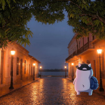 Walking Alone in Asuncion at Night vol 1 Riverside Harp Melodies and Tropical Night Rain Front Cover