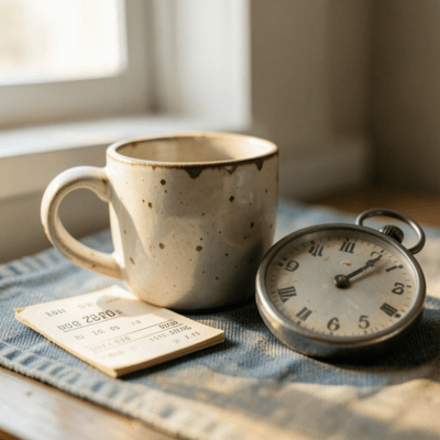Coffee Cups and Clock-In Lines Front Cover