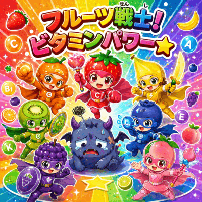 Fruit Warriors: Vitamin Power! - The Energy Monster & 7 Mighty Fruits - Front Cover