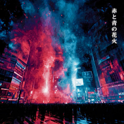 Fireworks in Red and Blue Front Cover