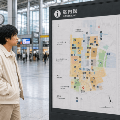 in front of the guide map Front Cover