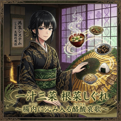 Ichiju-Sansai: Root Vegetable Shigure ~A Butyric Acid Elegy Seeping into the Heart (Gut) ~ Front Cover