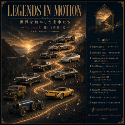 LEGENDS IN MOTION: The World's Greatest Cars - Volume II: The Road of Desire and Innovation Front Cover