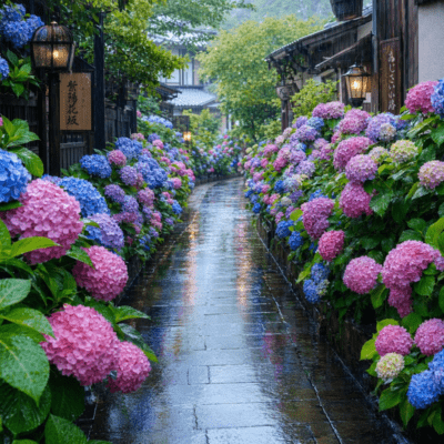 A morning of wet hydrangeas Front Cover