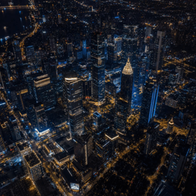 The neon lights of a big city at night Front Cover
