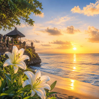 White Lily in Bali's Breeze Front Cover